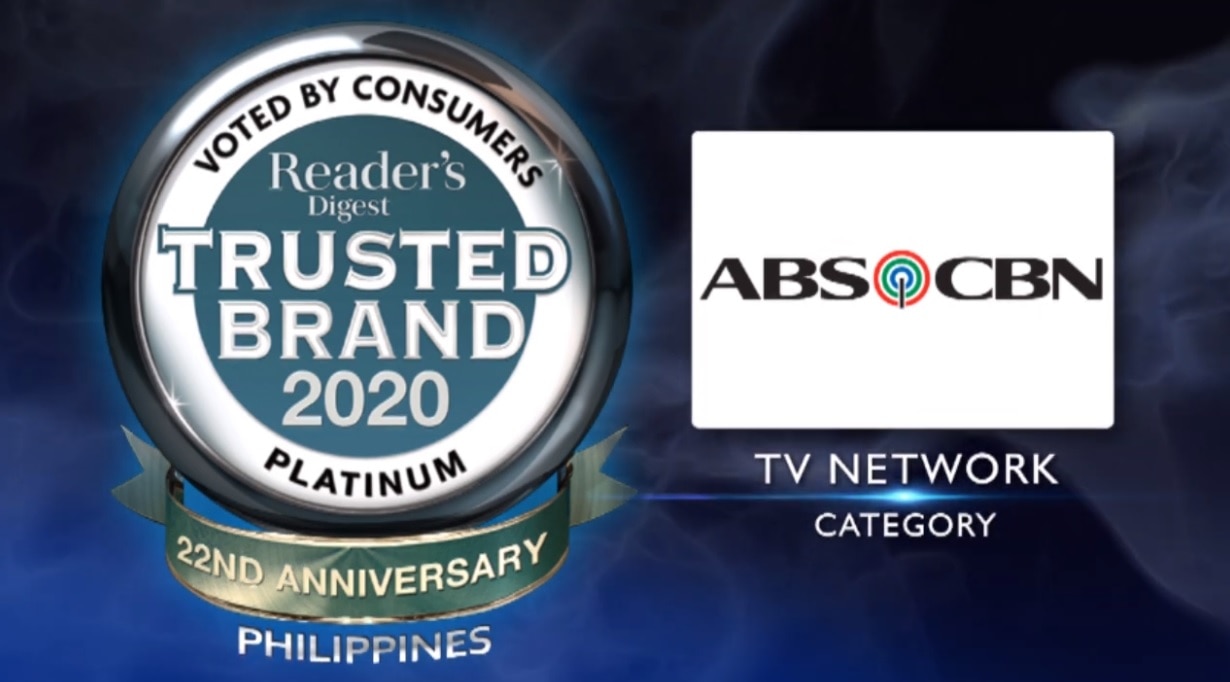 Abs Cbn Wins 5th Platinum Award From Readers Digest Trusted Brands 2020